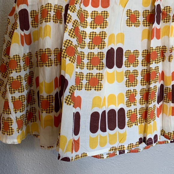 Wet Seal | Brown & Yellow 70s Style A-Line Skirt M - Picture 5 of 6